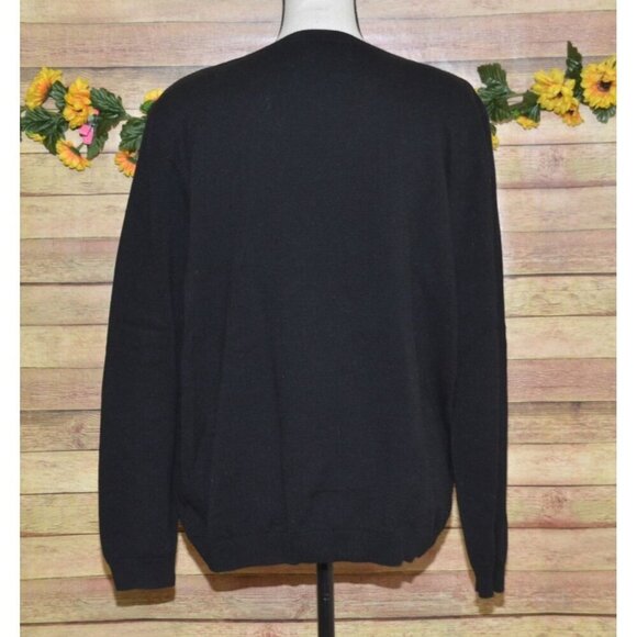 Alfred Dunner XL Black Pullover Crewneck Sweater Embroidered Flowers Long Sleeve - Picture 6 of 9